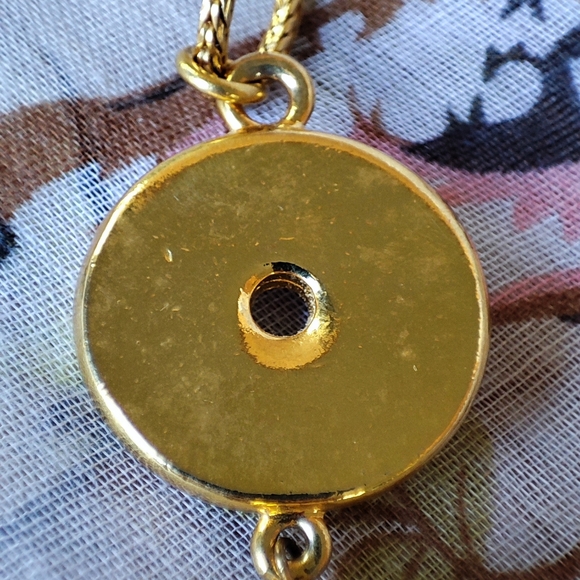 Heavy Plated Gold Tone Navy Blue Enamel Long Vintage Tassel Wheat Chain Necklace - Picture 7 of 7